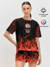 Женская пижама с шортами / Череп и огонь