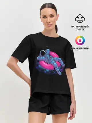 Женская пижама с шортами / Отпуск космонавта