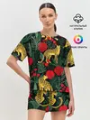 Женская пижама с шортами / Леопарды и цветы