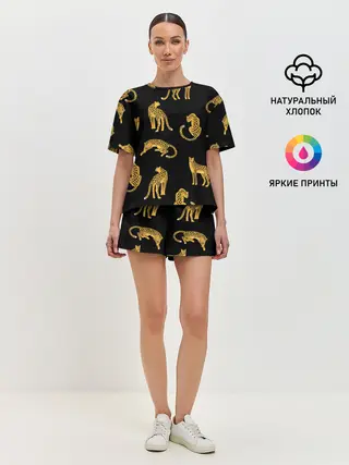 Женская пижама с шортами / Леопарды