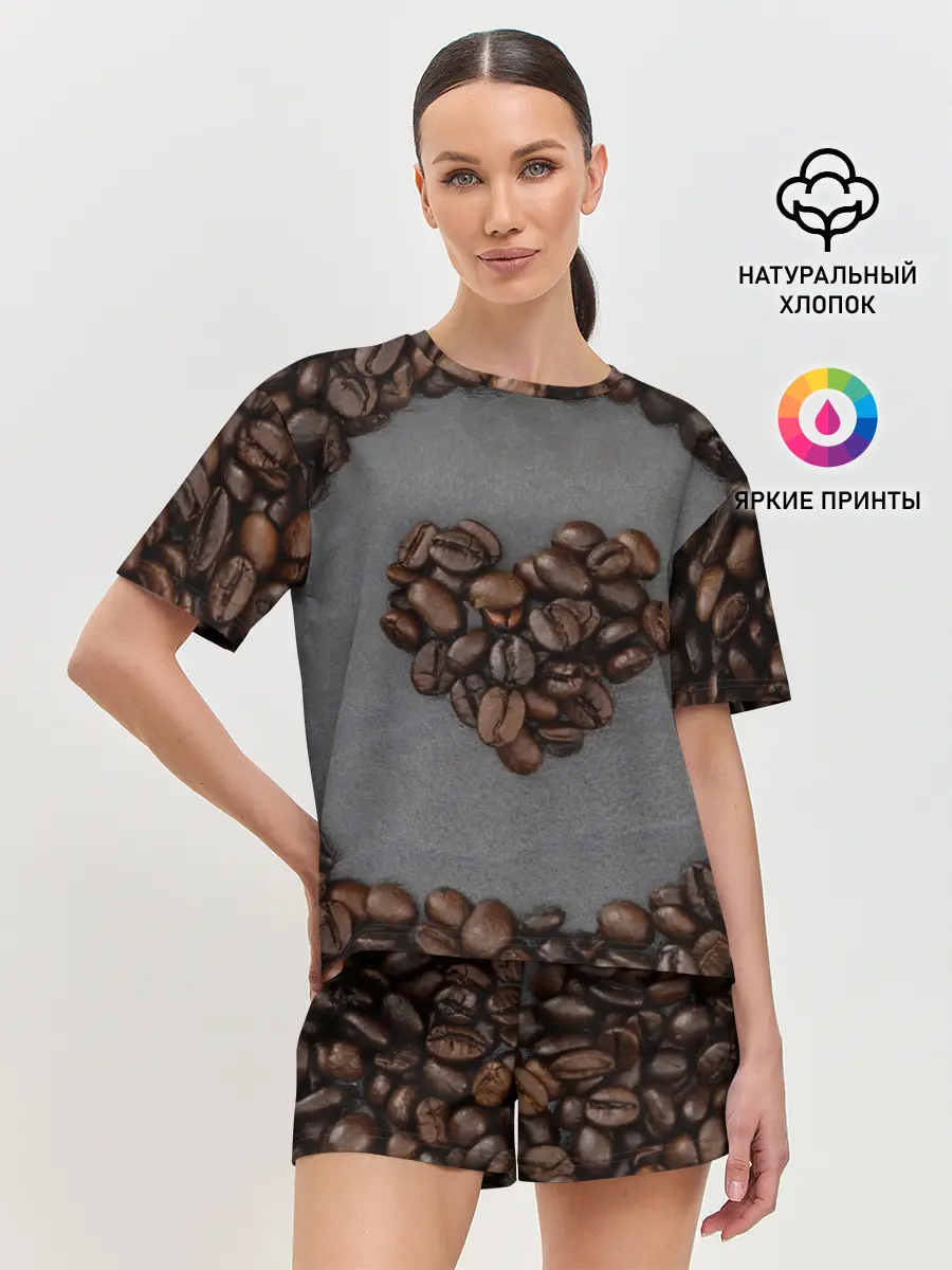 Женская пижама с шортами / Люблю кофе