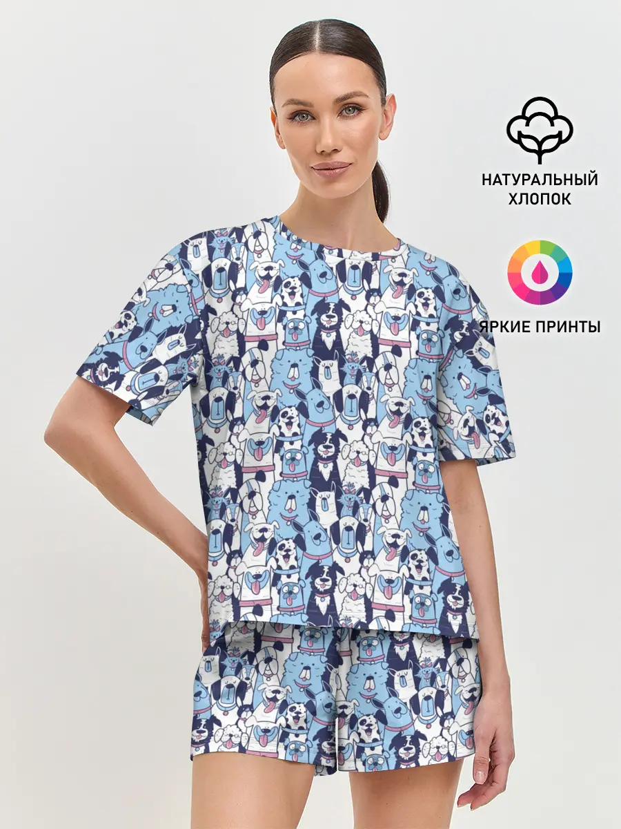 Женская пижама с шортами / МИЛЫЕ ПЕСИКИ