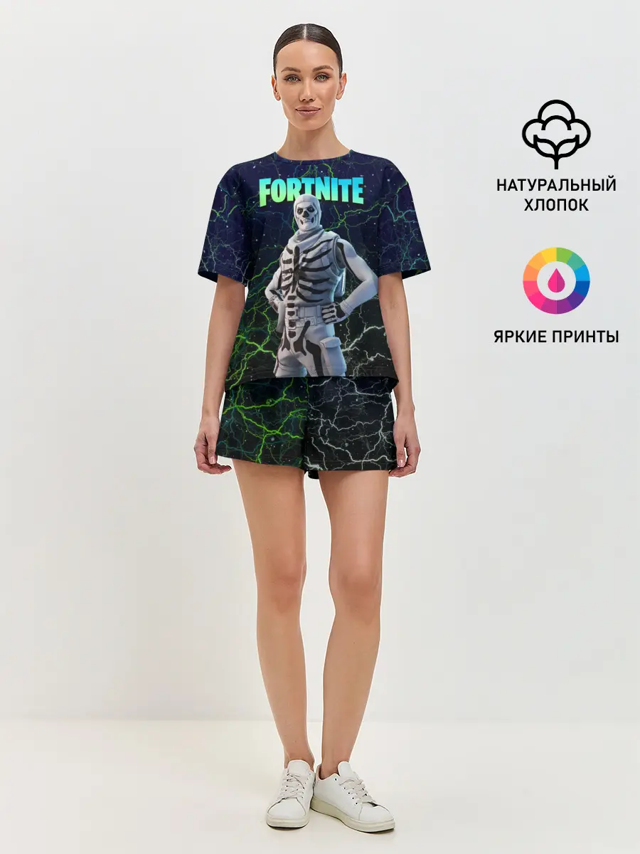 Женская пижама с шортами / Fortnite Skull Trooper