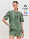 Женская пижама с шортами / Зеленый бамбук