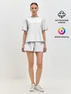 Женская пижама с шортами / Сердечки черные на белом
