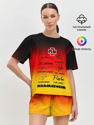Женская пижама с шортами / RAMMSTEIN АВТОГРАФЫ УЧАСТНИКОВ