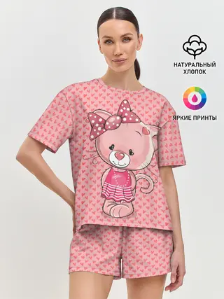 Женская пижама с шортами / Котенок