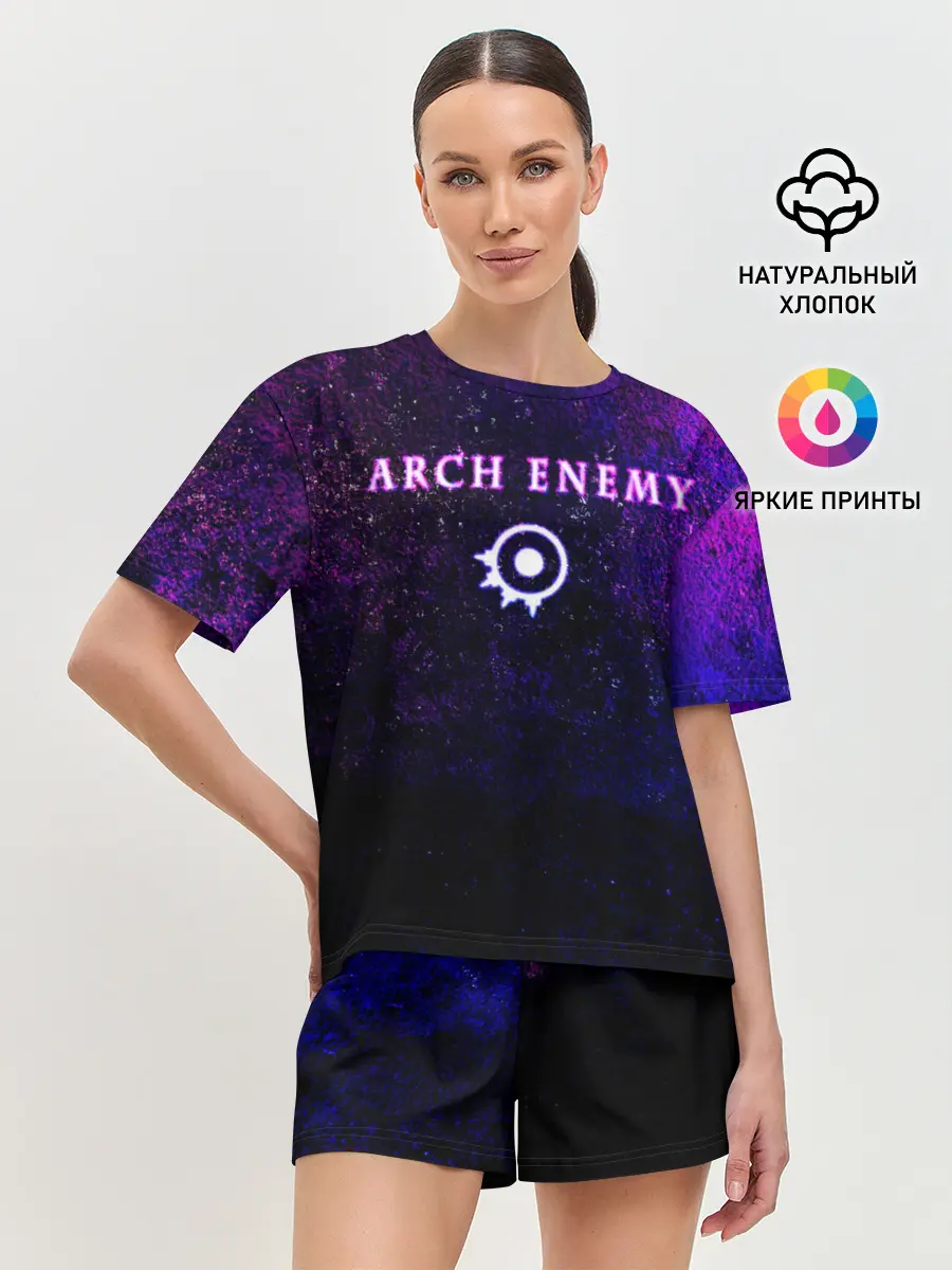 Женская пижама с шортами / Arch Enemy. Neon logo