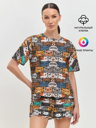 Женская пижама с шортами / Котейки