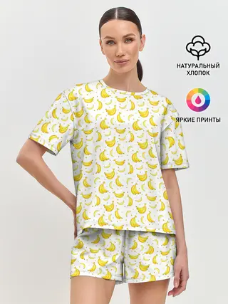 Женская пижама с шортами / Банановый рай