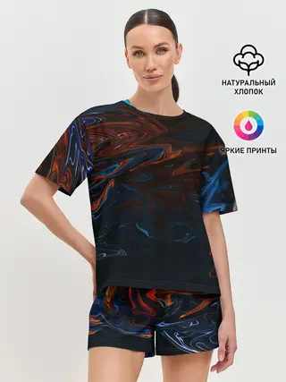 Женская пижама с шортами / Абстракция разводы красок
