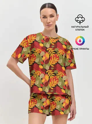 Женская пижама с шортами / Осенние листья