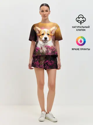 Женская пижама с шортами / Вельш-корги
