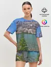 Женская пижама с шортами / Горное озеро
