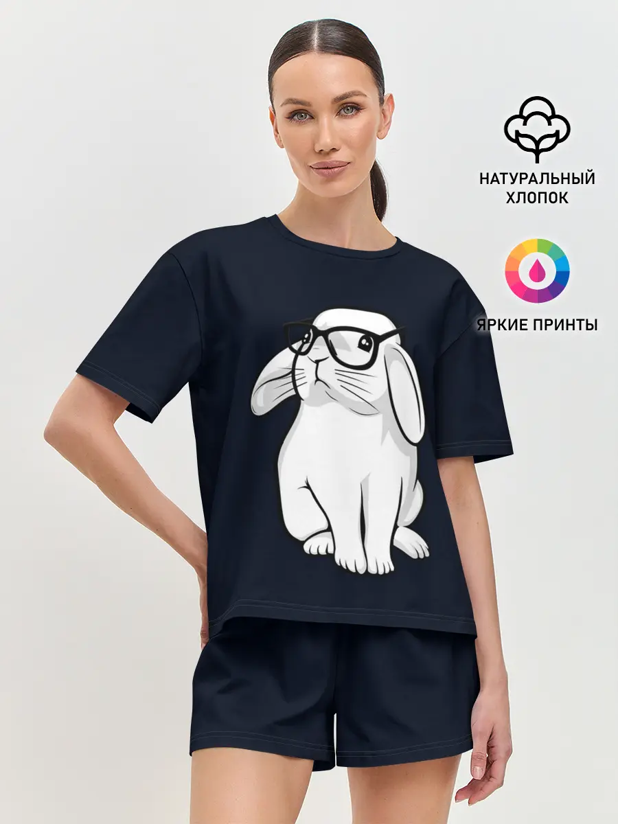 Женская пижама с шортами / Кролик Хипстер