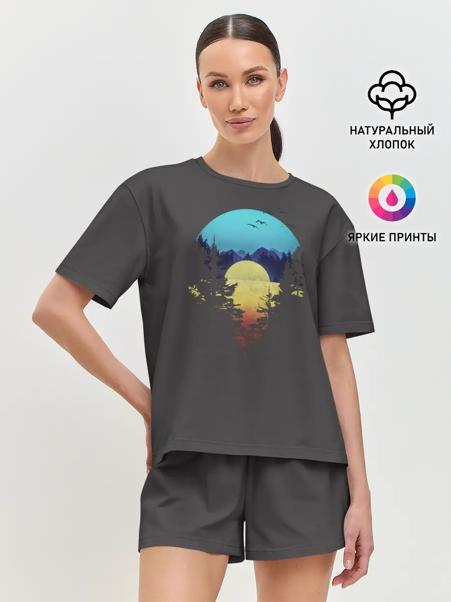 Женская пижама с шортами / Закат