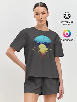 Женская пижама с шортами / Закат