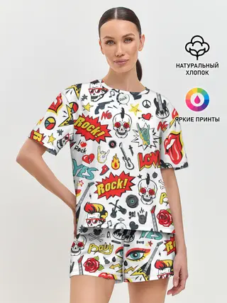 Женская пижама с шортами / Я ЛЮБЛЮ РОК