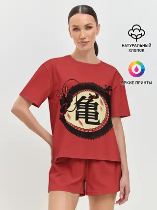 Женская пижама с шортами / Иероглифы Китайский Дракон