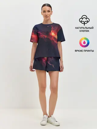 Женская пижама с шортами / Взрыв в космосе