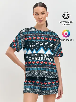 Женская пижама с шортами / Свитер Merry Christmas