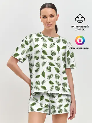 Женская пижама с шортами / папоротник