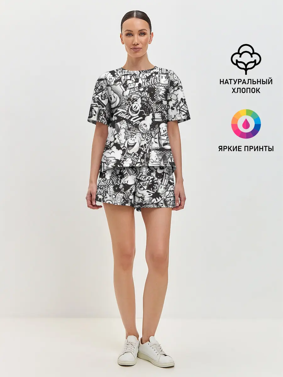 Женская пижама с шортами / Граффити