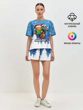 Женская пижама с шортами / Новогодний Манкрафт