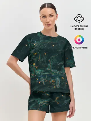 Женская пижама с шортами / Елка
