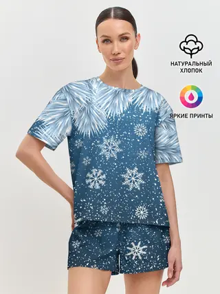 Женская пижама с шортами / Снежное Настроенние