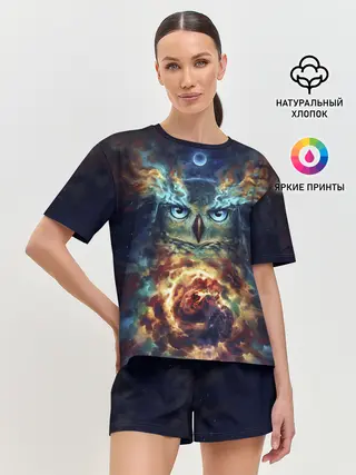 Женская пижама с шортами / Сова Космос