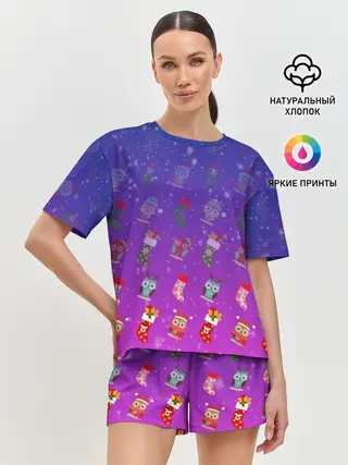 Женская пижама с шортами / Новый год