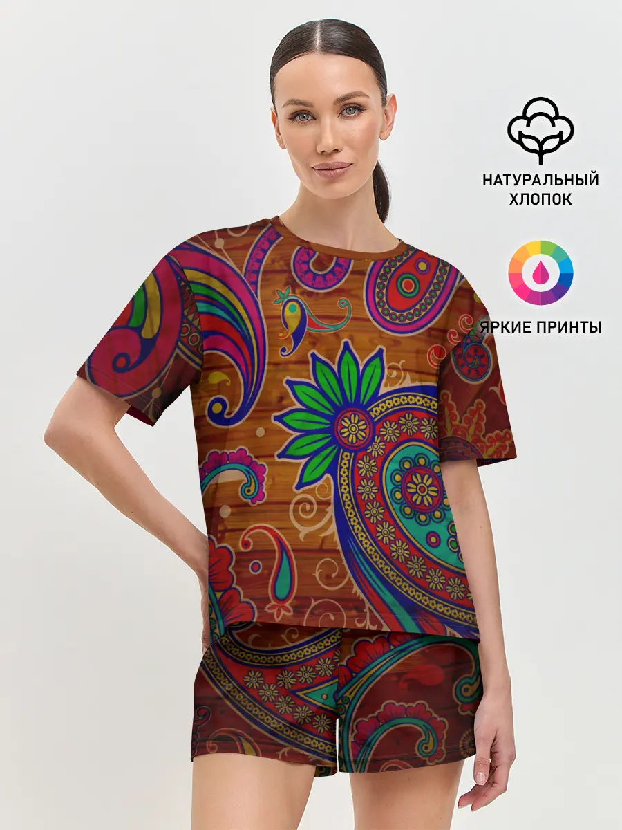 Женская пижама с шортами / узоры текстура фон
