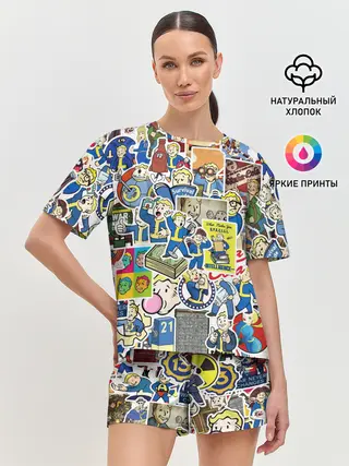 Женская пижама с шортами / FALLOUT STICKER BOMBING