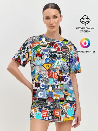 Женская пижама с шортами / Programming stickers