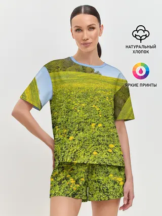 Женская пижама с шортами / Поле одуванчиков