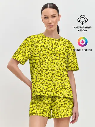Женская пижама с шортами / Смайлики