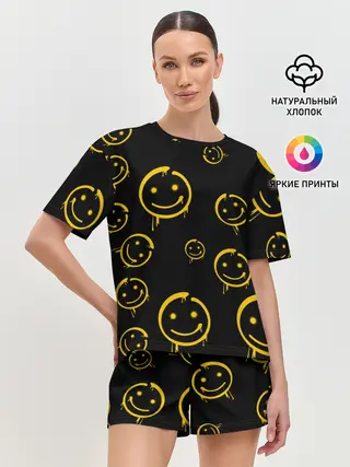 Женская пижама с шортами / Смайл