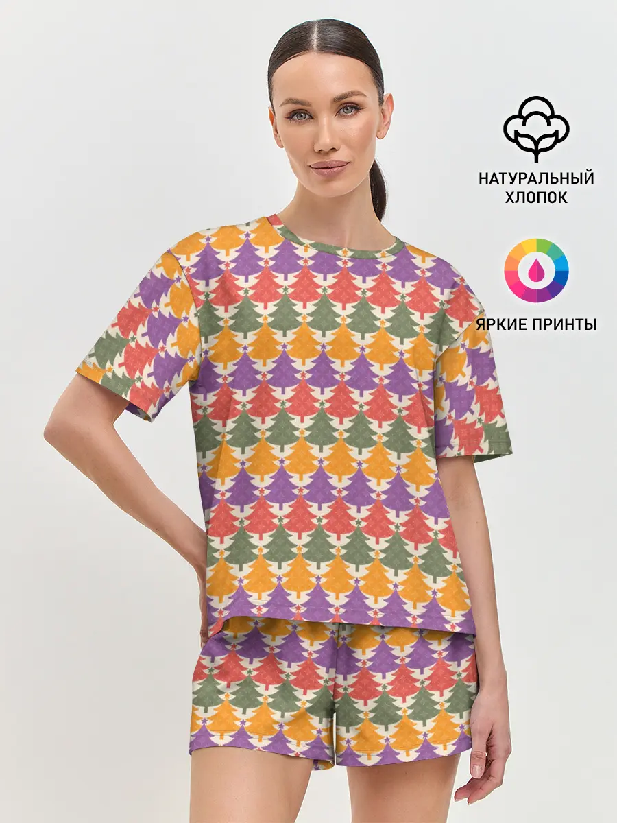 Женская пижама с шортами / Ёлочки