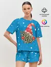 Женская пижама с шортами / Новогодний гном
