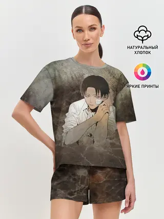 Женская пижама с шортами / Задумчивый Леви