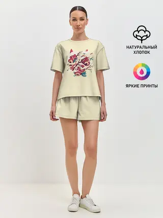 Женская пижама с шортами / Сердце Унесенные призраками