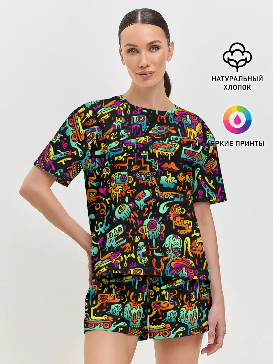 Женская пижама с шортами / Монстры