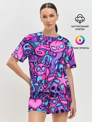 Женская пижама с шортами / Граффити монстры