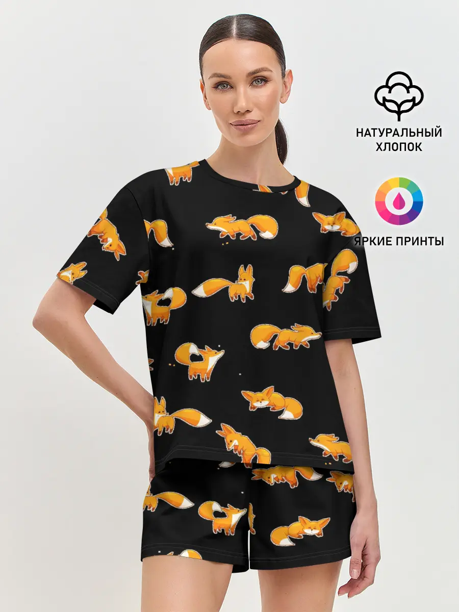 Женская пижама с шортами / Лисы