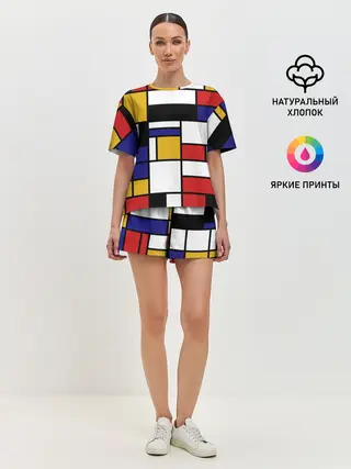 Женская пижама с шортами / Color blocking