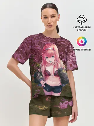 Женская пижама с шортами / Zero Two Сад сакуры