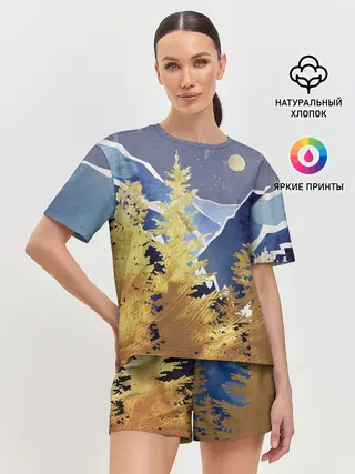Женская пижама с шортами / Золотой лес