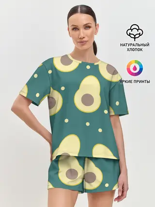 Женская пижама с шортами / Авокадо