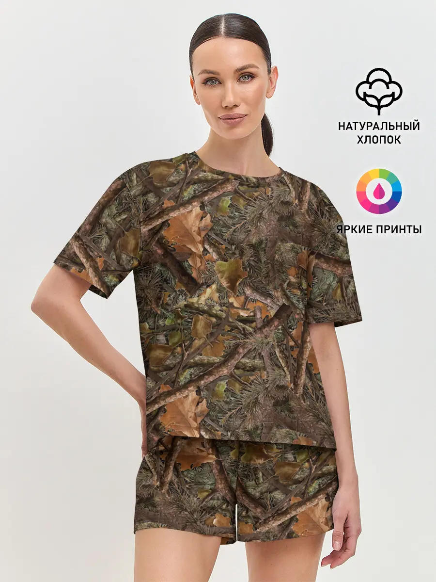 Женская пижама с шортами / Охотничий камуфляж